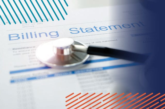 Medical billing statement with a stethoscope on top